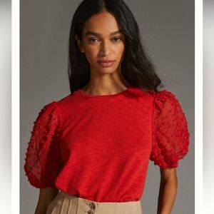 Maeve Woven Puff-Sleeve Top